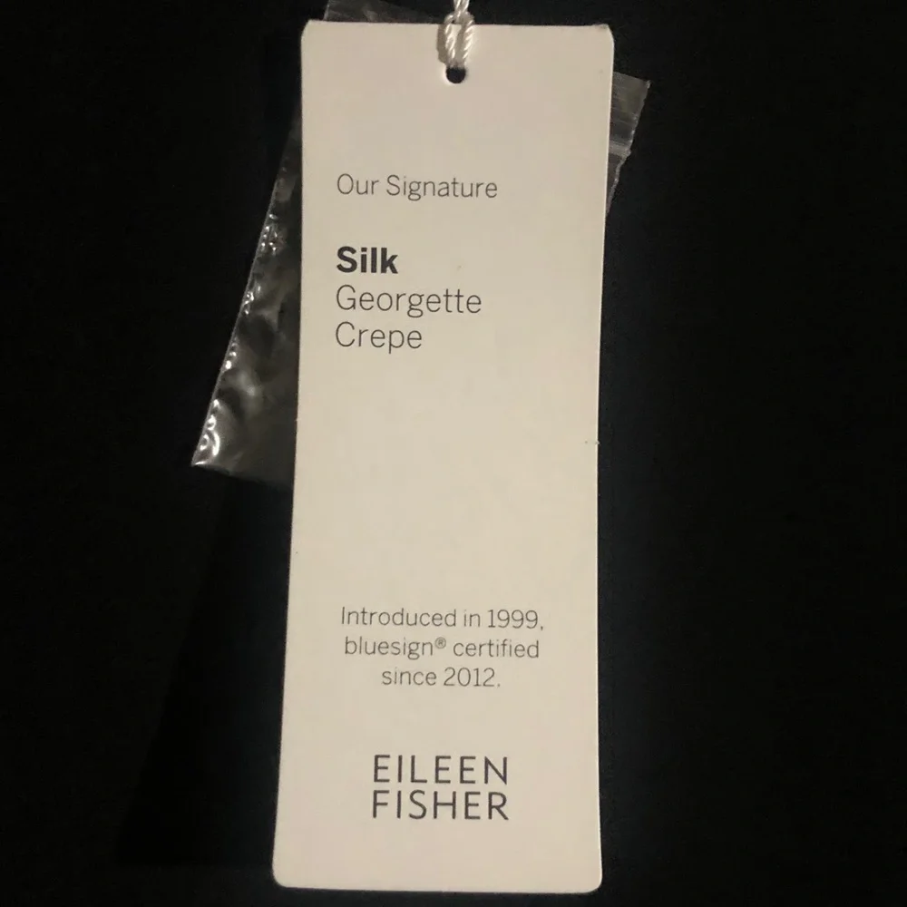 Eileen Fisher Silk Georgette Crepe Sleeveless Black Midi Dress L - Picture 4 of 9